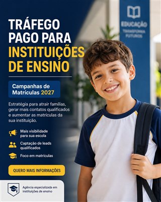 Criativo de anúncio de captação de matrículas